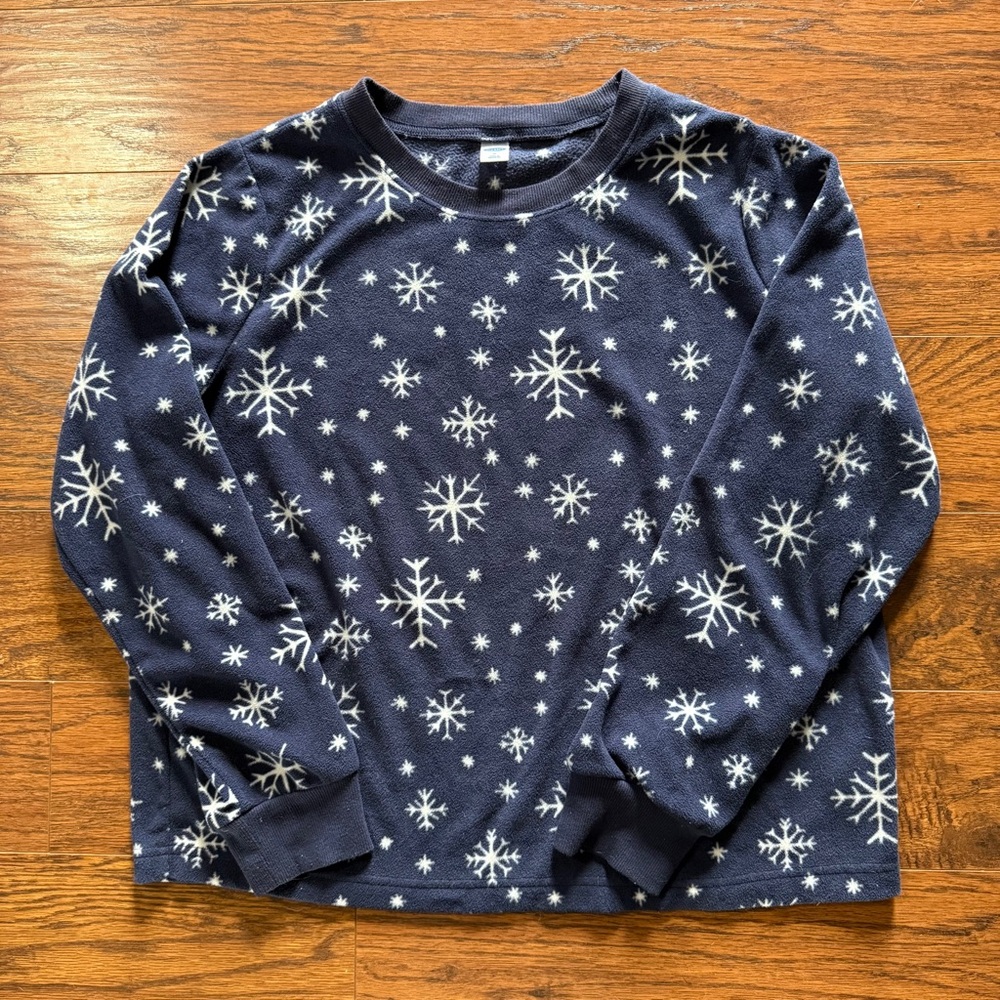 Old Navy Pajama Set in Navy with Snowflakes Size Medium - Picture 2 of 11